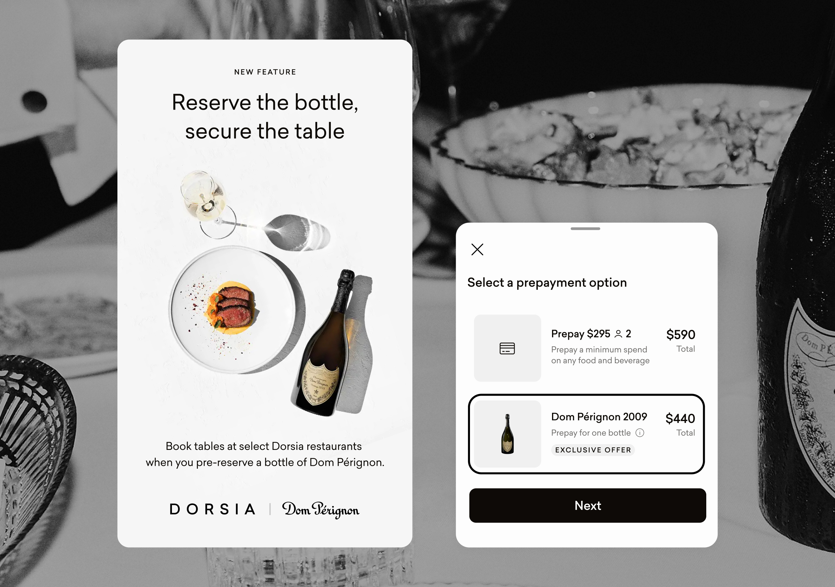 Reserve with Dom Pérignon